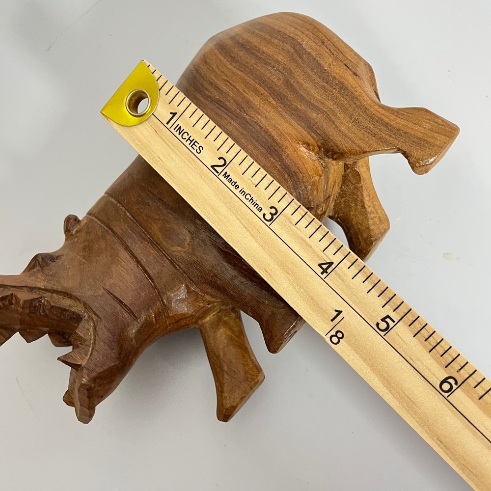 Vintage African  Hand Carved‎ Wood Hippopotamus Open Mouth Hungry Hippo - Picture 6 of 6